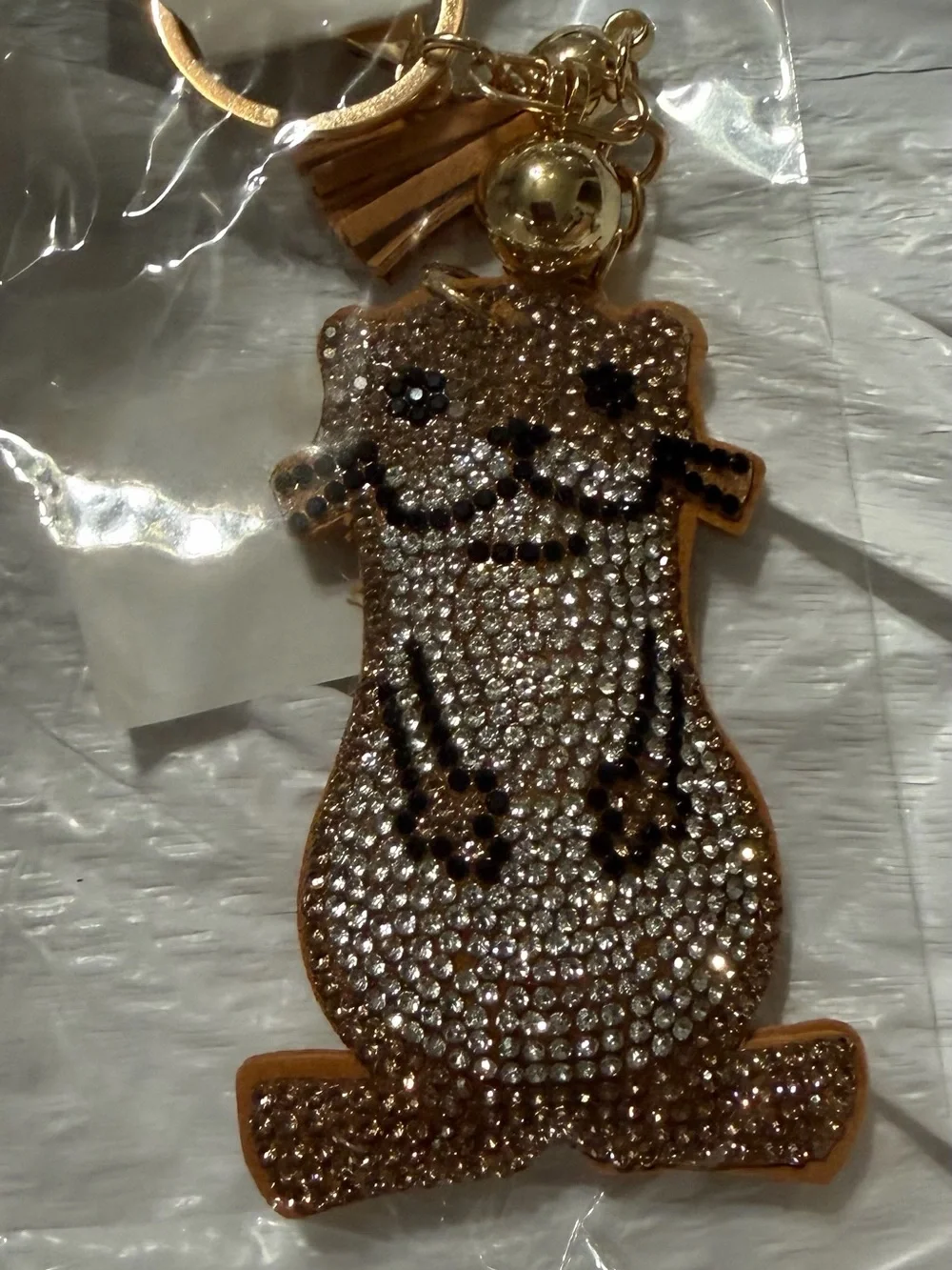 Sparkling Rhinestones Otter Keychain - Gold Tone